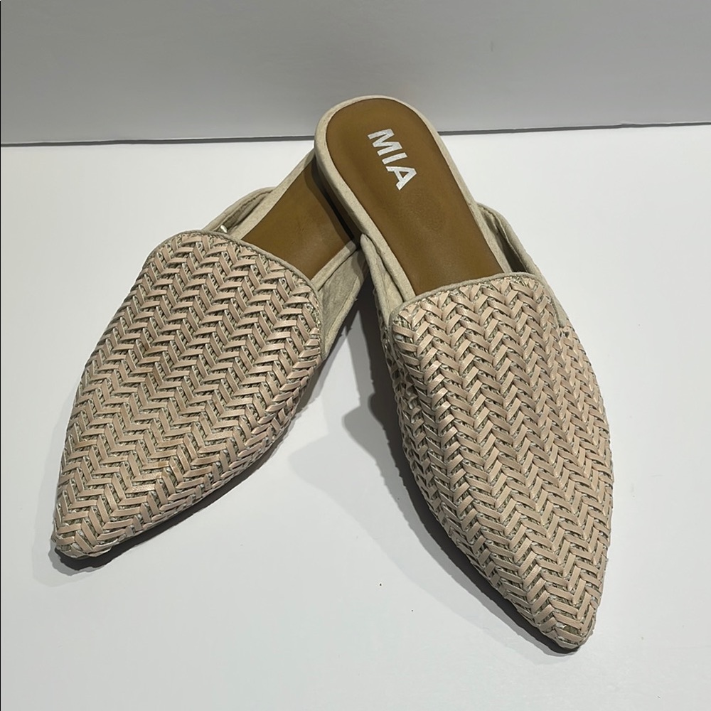 MIA Cream Textured Mules